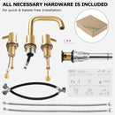 PARLOS Two-Handle Widespread Bathroom Faucet with Metal Pop-up Drain Assembly and cUPC Faucet Supply Lines, Brushed Gold, 1.2 GPM (1364908P)