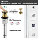 PARLOS Single Handle Bathroom Sink Faucet, Single Hole Bathroom Faucet with Pop Up Drain, Deck Plate and Cupc Water Supply Lines, Brushed Gold, 1339708