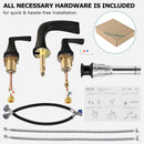 PARLOS Waterfall Widespread Bathroom Sink Faucet 2 Handles with Metal Pop Up Drain & cUPC Faucet Supply Lines, Oil Rubbed Bronze, 1.2 GPM(14071P)