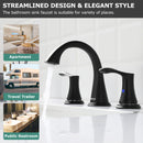 PARLOS Widespread 2 Handles Bathroom Faucet with Metal Pop Up Sink Drain and cUPC Faucet Supply Lines, Matte Black, 1.2 GPM(14135P)