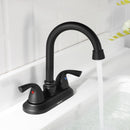 PARLOS Two-Handle Bathroom Sink Faucet with Metal Drain Assembly and Supply Hose Lead-Free cUPC Mixer Double Handle Tap Laundry Utility Faucet, Matte Black, 1.2 GPM (1359104P)