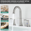 PARLOS Widespread Double Handles Bathroom Faucet with Metal Pop Up Drain and cUPC Faucet Supply Lines, Brushed Nickel, 1.2 GPM (13651P)