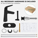 PARLOS Single Handle Bathroom Sink Faucet, Single Hole Bathroom Faucet with Pop Up Drain, Deck Plate and Cupc Water Supply Lines, Matte Black, 1339704