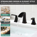 PARLOS Waterfall Widespread Bathroom Sink Faucet 2 Handles with Metal Pop Up Drain & cUPC Faucet Supply Lines, Oil Rubbed Bronze, 1.2 GPM(14071P)