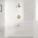 PARLOS Shower System, Brushed Gold Shower Faucet Set with Tub Spout(Valve Included), 5-Setting Mode Shower Head and Tub Spout with Diverter, 1.8GPM (1436908P)