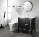 EZANDA Brass Single Handle Bathroom Faucet with Deck Plate, Pop-up Sink Drain Assembly & Faucet Supply Lines, Chrome with Black (1416401)