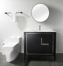 EZANDA Brass Single Handle Bathroom Faucet with Deck Plate, Pop-up Sink Drain Assembly & Faucet Supply Lines, Chrome with Black (1416401)