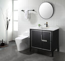 EZANDA Brass Single Handle Bathroom Faucet with Deck Plate, Pop-up Sink Drain Assembly & Faucet Supply Lines,Matte Black with Brushed Gold (1416410)