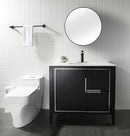 EZANDA Brass Single Handle Bathroom Faucet with Deck Plate, Pop-up Sink Drain Assembly & Faucet Supply Lines,Matte Black with Brushed Gold (1416410)
