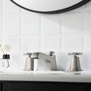 EZANDA 2-Handle Widespread Bathroom Faucet Cross handles 3 Hole Metal Pop-up Sink Drain, Brushed Nickel 1433602