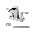 NEWATER Bathroom Sink Double Handle Waterfall Centerset Faucet Three Hole Pop Up Drain Mixer Tap Deck Mounted Brushed Nickel (26451)
