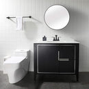 PARLOS 2 Handles Centerset Bathroom Sink Faucet Brass Waterfall Spout with All Metal Pop-up Drain and Faucet Supply Lines, Matte Black, 1.2GPM, Doris 1406804P