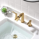 PARLOS Waterfall Widespread Bathroom Sink Faucet Double Handles with Pop Up Drain & cUPC Faucet Supply Lines, Brushed Gold, 1.2GPM, Demeter 1431808P