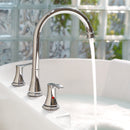PARLOS High Arc 2-Handle Widespread Roman Tub Faucet with Valve & Faucet Supply Lines, Chrome, Demeter 1436201