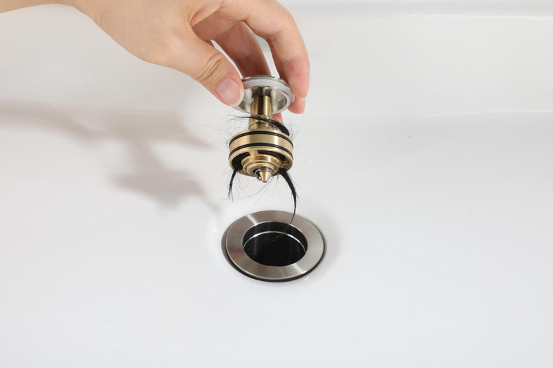 PARLOS Anti-Clogging Pop up Sink Drain Stopper with Overflow for Bathroom Sink Vessel, Brushed Nickel, 2104702