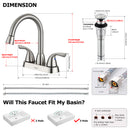 PARLOS Bathroom Sink Faucet with Pull Out Sprayer, 2 Handle Bathroom Pull Down Faucet with 360 Swivel Spout, Centerset 4 Inch Vanity Sink Faucet, Brushed Nickel, 1.2 GPM, 1438902P