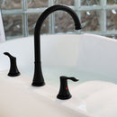 PARLOS 2-Handle Widespread High Arc Roman Tub Faucet Tub Filler with Valve & Faucet Supply Lines, Matte Black, Demeter 1436204