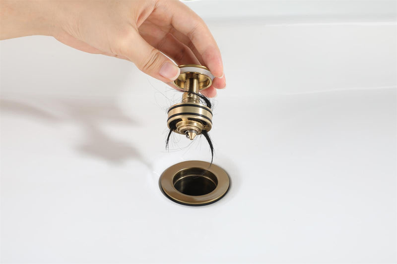 PARLOS Pop up Sink Drain Stopper Anti-Clogging with With Overflow for Bathroom Sink Vessel, Brushed Gold, 2104708