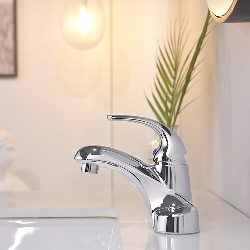 PARLOS Single Handle 4-in Centerset Bathroom Sink Faucet with All Meta