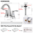 PARLOS 2-Handle Bathroom Sink Faucet with Metal Drain Assembly and and Faucet Supply Lines (1.2GPM, Brushed Nickel), 1362502P