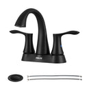 PARLOS Matte Black 2-Handle Bathroom Sink Faucet with Metal Drain Assembly and and Faucet Supply Lines (1.2GPM), 1362504P