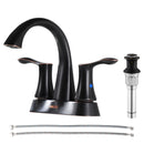 PARLOS 2-Handle Bathroom Sink Faucet with Metal Pop-up Drain and Faucet Supply Hose, Oil Rubbed Bronze, 1.2GPM Demeter 13626P