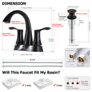 PARLOS 2-Handle Bathroom Sink Faucet with Metal Pop-up Drain and Faucet Supply Hose, Oil Rubbed Bronze, 1.2GPM Demeter 13626P