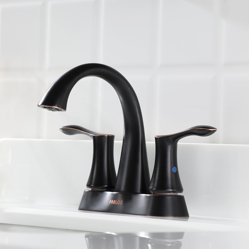 PARLOS 2-Handle Bathroom Sink Faucet with Metal Pop-up Drain and Faucet Supply Lines, Oil Rubbed Bronze, Demeter 13626