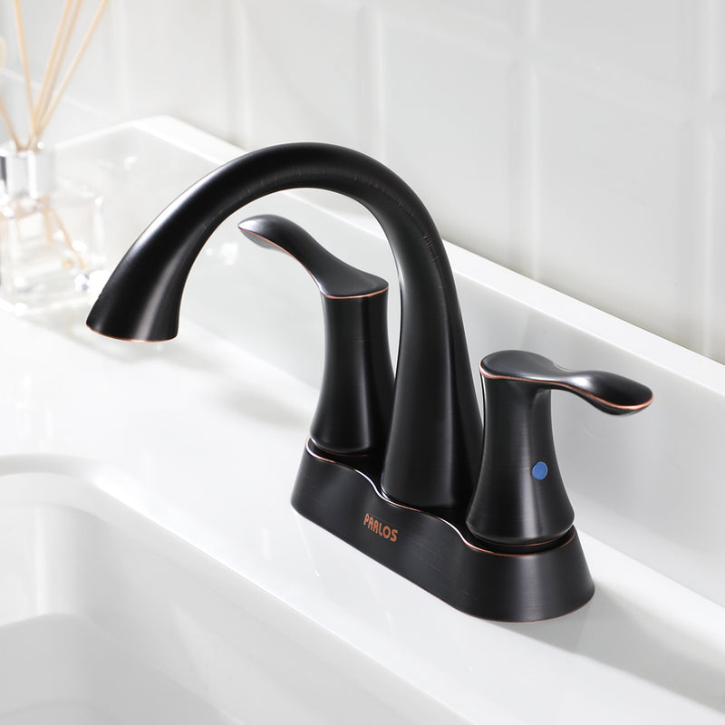 PARLOS 2-Handle Bathroom Sink Faucet with Metal Pop-up Drain and Faucet Supply Lines, Oil Rubbed Bronze, Demeter 13626