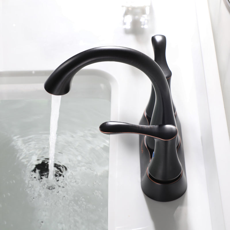 PARLOS 2-Handle Bathroom Sink Faucet with Metal Pop-up Drain and Faucet Supply Lines, Oil Rubbed Bronze, Demeter 13626