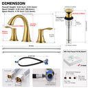 PARLOS Widespread 2 Handles Bathroom Faucet with Metal Pop Up Sink Drain and cUPC Faucet Supply Lines, Brushed Gold, 1.2 GPM (1364708P)