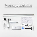 EZANDA Brass Single Handle Bathroom Faucet with Deck Plate, Pop-up Sink Drain Assembly & Faucet Supply Lines, Chrome with Black (1416401)