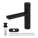 EZANDA Brass Single Handle Bathroom Faucet with Deck Plate, Pop-up Sink Drain Assembly & Faucet Supply Lines, Matte Black (1416404)