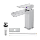EZANDA Brass Single Handle Bathroom Sink Faucet Lavatory Vanity Pop Up Drain Stopper Water Supply Lines Brushed Nickel (14166)