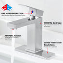 EZANDA Brass Single Handle Bathroom Sink Faucet Lavatory Vanity Pop Up Drain Stopper Water Supply Lines Brushed Nickel (14166)