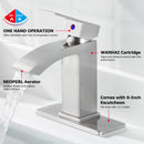 EZANDA Brass Waterfall Bathroom Vanity Faucet Extra Large Rectangular Spout Deck Plate Pop-up Sink Supply Hoses Brushed Nickel 14169