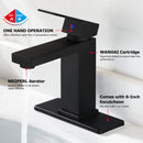 EZANDA Brass Single-Handle Bathroom Sink Faucet with Escutcheon, Pop Up Drain Stopper & Water Supply Hoses, Matte Black (14253)