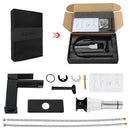 EZANDA Brass Single-Handle Bathroom Sink Faucet with Escutcheon, Pop Up Drain Stopper & Water Supply Hoses, Matte Black (14253)