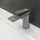 EZANDA Brass Single Handle Bathroom Faucet with Metal Pop-up Sink Drain & Faucet Supply Lines, Gunmetal Grey(1427911)