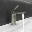EZANDA Brass Single Handle Bathroom Faucet with Metal Pop-up Sink Drain & Faucet Supply Lines, Gunmetal Grey(1427911)