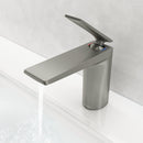 EZANDA Brass Single Handle Bathroom Faucet with Metal Pop-up Sink Drain & Faucet Supply Lines, Gunmetal Grey(1427911)