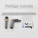 EZANDA Brass Single Handle Bathroom Faucet with Metal Pop-up Sink Drain & Faucet Supply Lines, Gunmetal Grey(1427911)