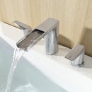 EZANDA 2-Handle Widespread Waterfall Bathroom Lavatory Faucet with Pop-up Sink Drain Assembly & Faucet Supply Lines, Chrome 1431201