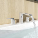 EZANDA 2-Handle Widespread Waterfall Bathroom Lavatory Faucet with Pop-up Sink Drain Assembly & Faucet Supply Lines, Chrome 1431201