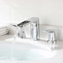 EZANDA 2-Handle Widespread Waterfall Bathroom Lavatory Faucet with Pop-up Sink Drain Assembly & Faucet Supply Lines, Chrome 1431201