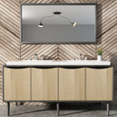 EZANDA 2-Handle Widespread Waterfall Bathroom Lavatory Faucet with Pop-up Sink Drain Assembly & Faucet Supply Lines, Chrome 1431201