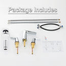 EZANDA 2-Handle Widespread Waterfall Bathroom Lavatory Faucet with Pop-up Sink Drain Assembly & Faucet Supply Lines, Chrome 1431201