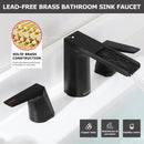 EZANDA 2-Handle Widespread Waterfall Bathroom Lavatory Faucet with Pop-up Sink Drain Assembly & Faucet Supply Lines, Matte Black (1431204)