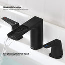 EZANDA 2-Handle Widespread Waterfall Bathroom Lavatory Faucet with Pop-up Sink Drain Assembly & Faucet Supply Lines, Matte Black (1431204)