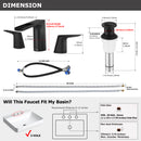 EZANDA 2-Handle Widespread Waterfall Bathroom Lavatory Faucet with Pop-up Sink Drain Assembly & Faucet Supply Lines, Matte Black (1431204)